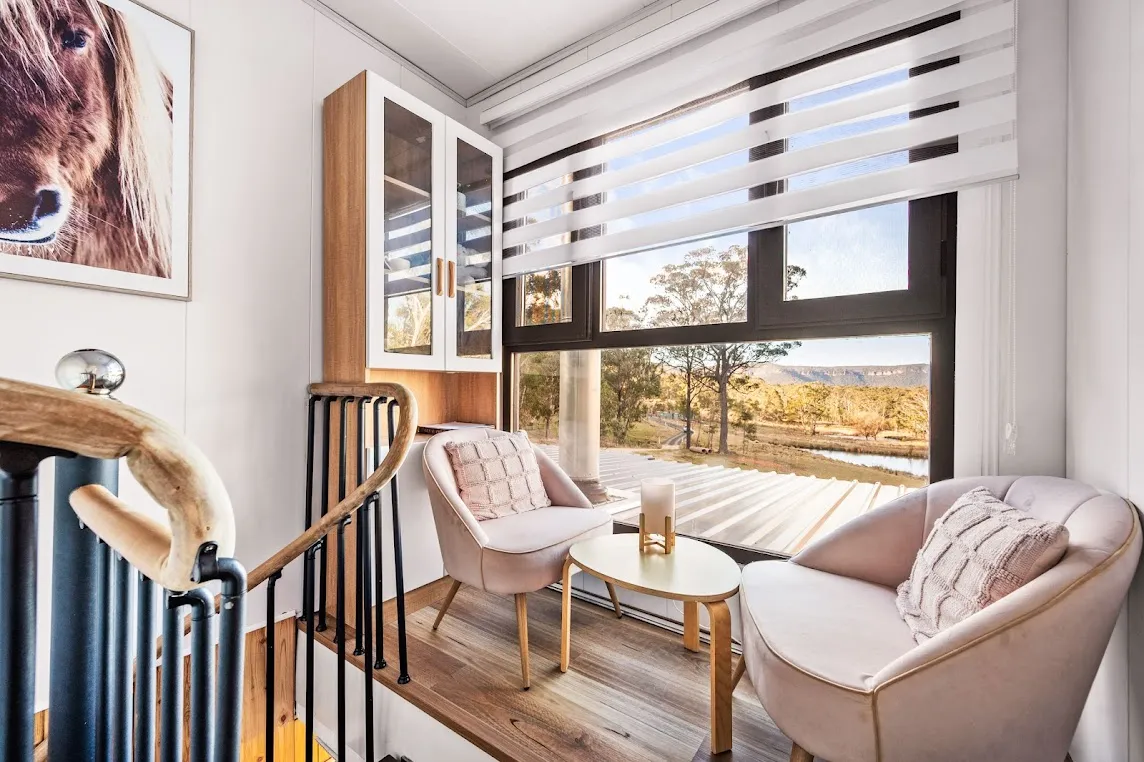 Container home lounge with views
