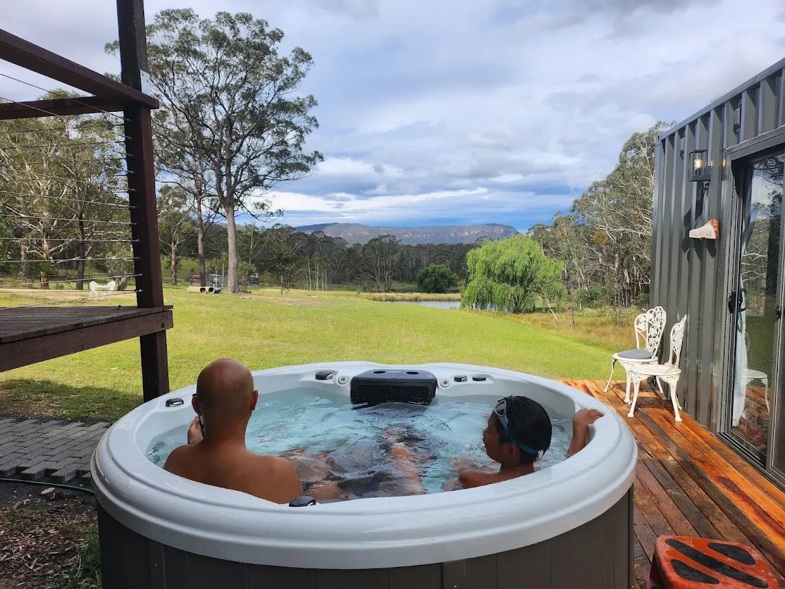 Private jacuzzi with mountain views