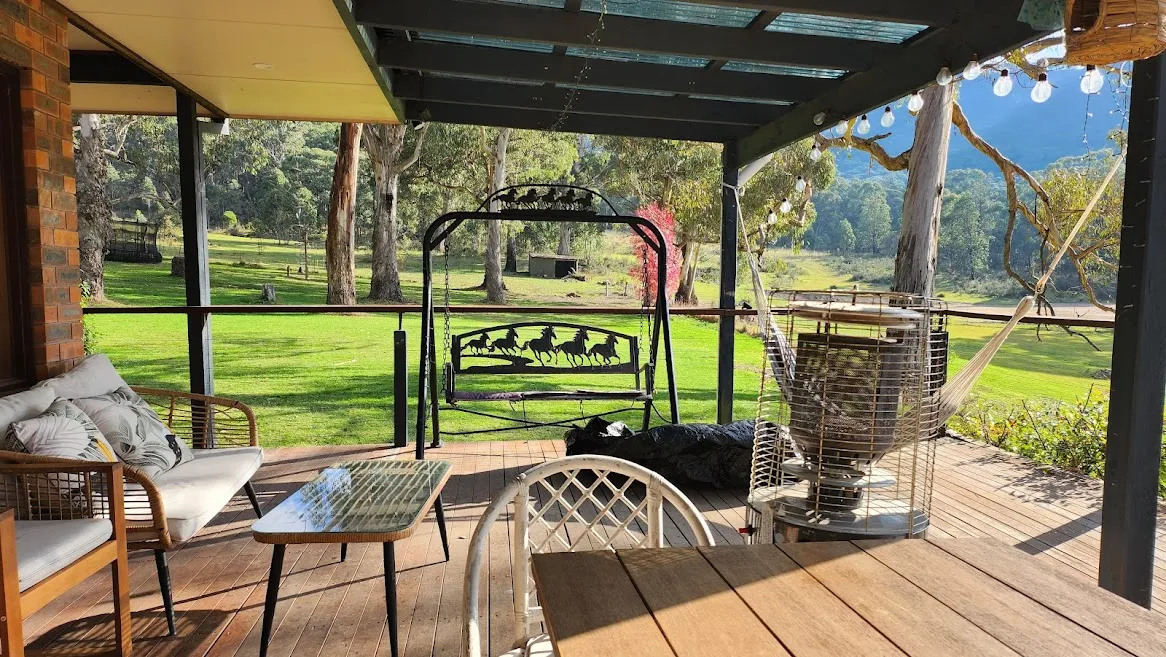 Covered verandah with swing chair